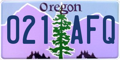 OR license plate 021AFQ