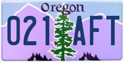 OR license plate 021AFT