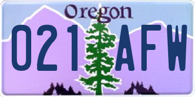 OR license plate 021AFW