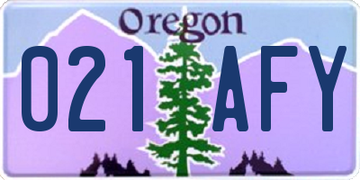OR license plate 021AFY