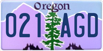 OR license plate 021AGD
