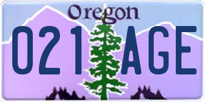 OR license plate 021AGE