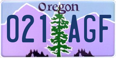 OR license plate 021AGF
