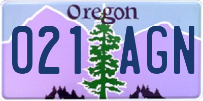 OR license plate 021AGN