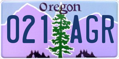 OR license plate 021AGR
