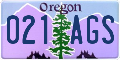 OR license plate 021AGS