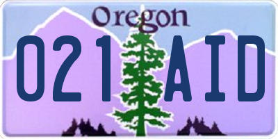 OR license plate 021AID