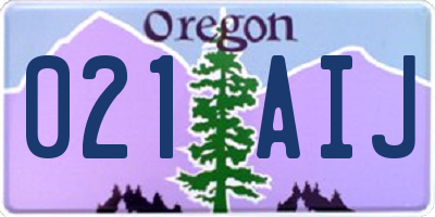 OR license plate 021AIJ