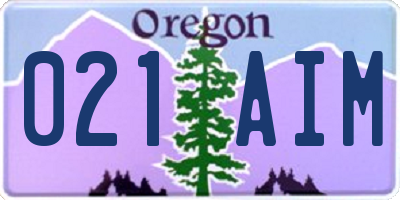 OR license plate 021AIM