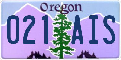 OR license plate 021AIS