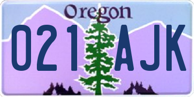 OR license plate 021AJK