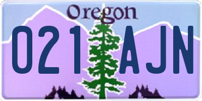 OR license plate 021AJN