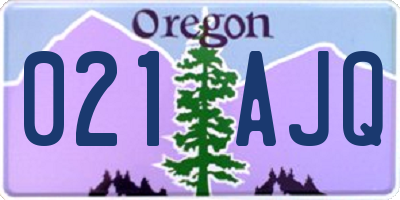 OR license plate 021AJQ