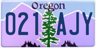 OR license plate 021AJY