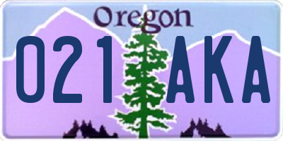 OR license plate 021AKA