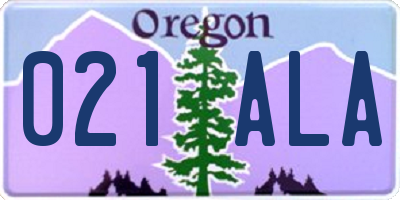 OR license plate 021ALA