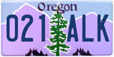 OR license plate 021ALK