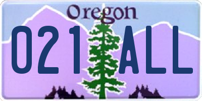 OR license plate 021ALL