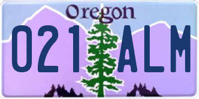 OR license plate 021ALM