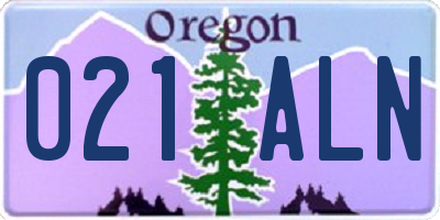 OR license plate 021ALN