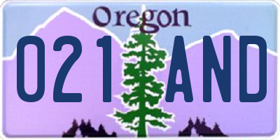 OR license plate 021AND