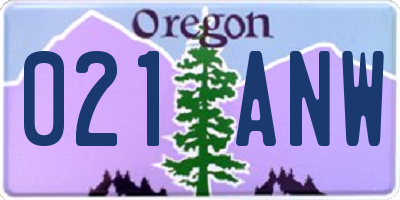OR license plate 021ANW