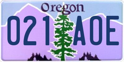 OR license plate 021AOE