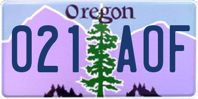 OR license plate 021AOF
