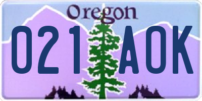 OR license plate 021AOK