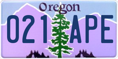 OR license plate 021APE