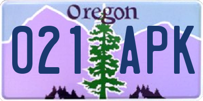 OR license plate 021APK