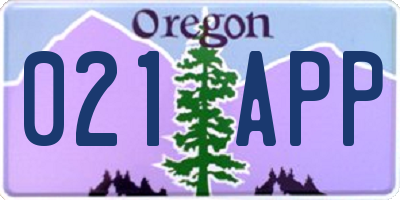 OR license plate 021APP