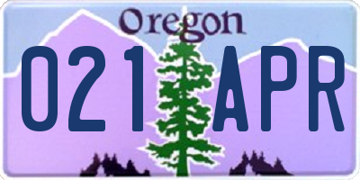 OR license plate 021APR