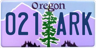 OR license plate 021ARK