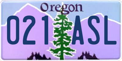 OR license plate 021ASL