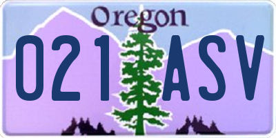 OR license plate 021ASV