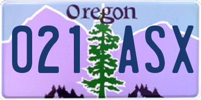 OR license plate 021ASX