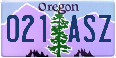 OR license plate 021ASZ
