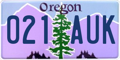 OR license plate 021AUK