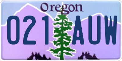 OR license plate 021AUW