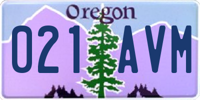 OR license plate 021AVM