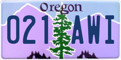 OR license plate 021AWI
