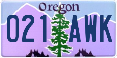 OR license plate 021AWK