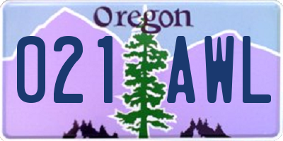 OR license plate 021AWL