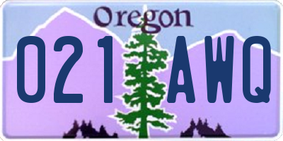 OR license plate 021AWQ