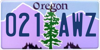 OR license plate 021AWZ