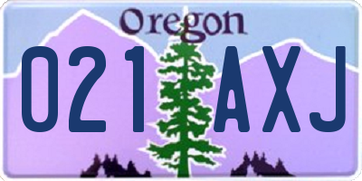 OR license plate 021AXJ