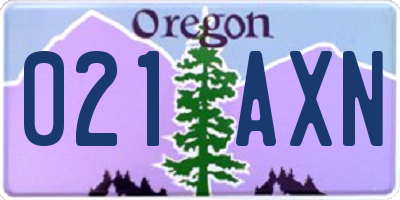 OR license plate 021AXN