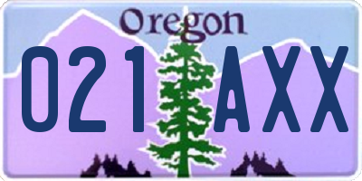 OR license plate 021AXX