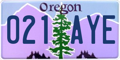 OR license plate 021AYE